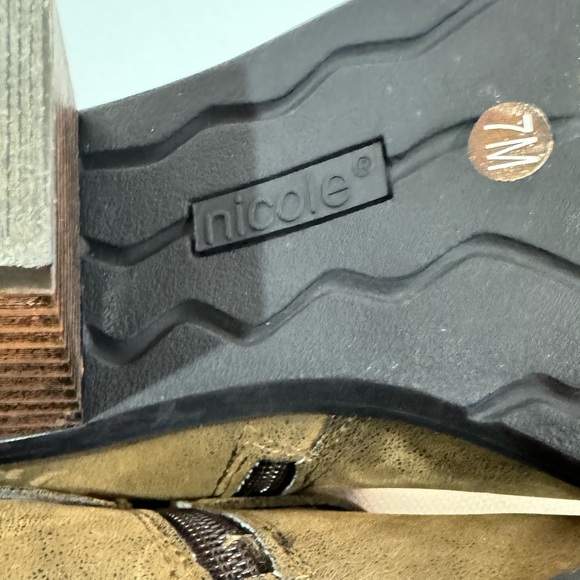 Nicole Sage Double Zipper Stacked Heel Tufted Faux Leather Ankle Boots - Picture 7 of 11